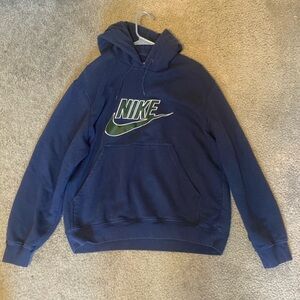 Navy blue and green nike hoodie size large
